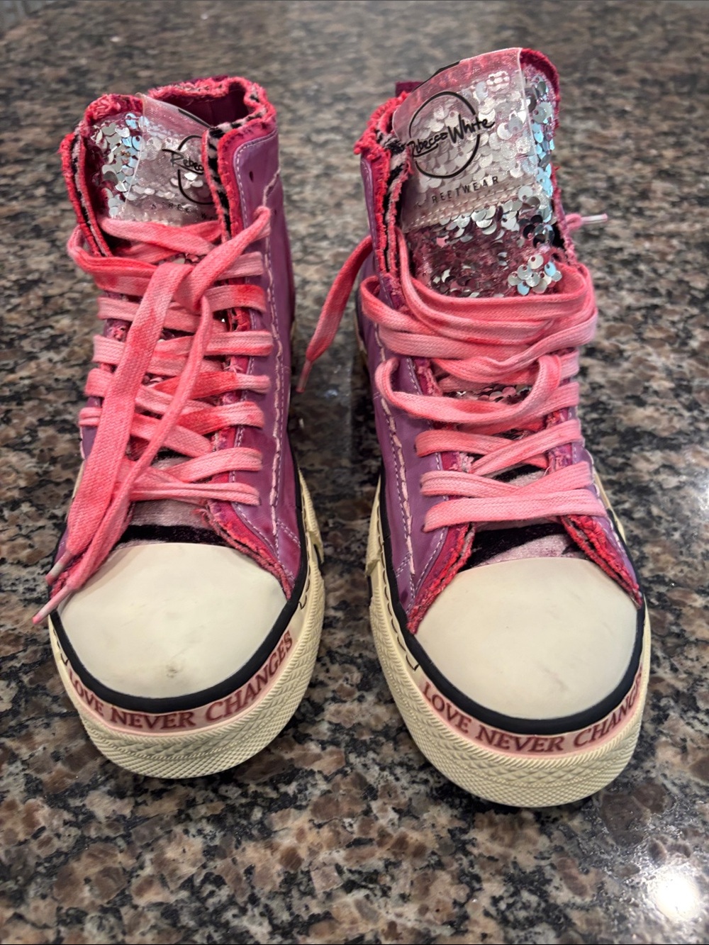 Guess Pink Sequin High-Top Sneakers
